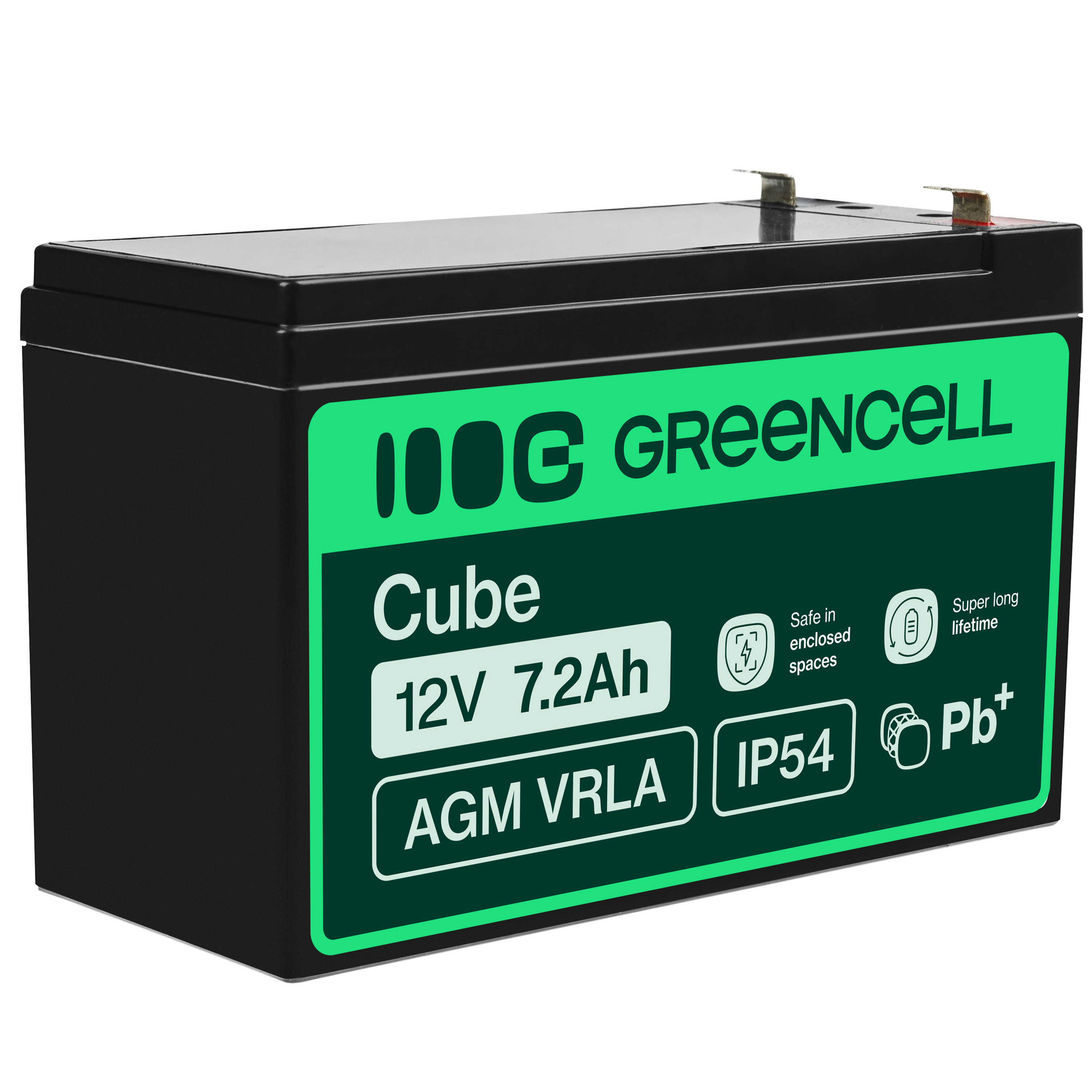 Акумуляторна батарея до ДБЖ Green Cell AGM VRLA 12V 7.2Ah, AGM05
